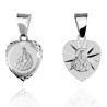 Srebrny medalik Matka Boska Szkaplerzna w sercu otwarte serce Pana Jezusa 925