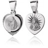 Srebrny medalik Matka Boska Szkaplerzna w sercu otwarte serce Pana Jezusa  925