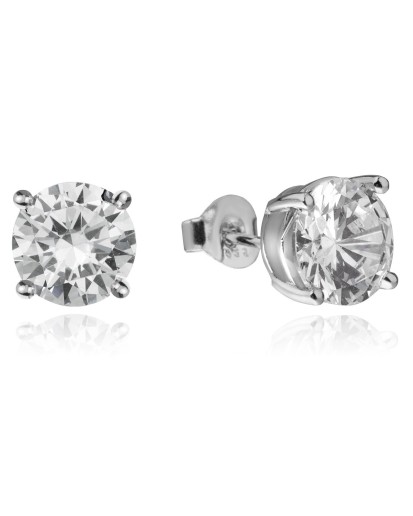 Srebrne damskie kolczyki z cyrkonią rodowane sztyft 8mm 925