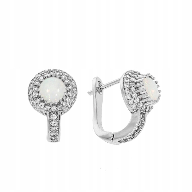 Srebrne kolczyki damskie angielskie z opalem 925