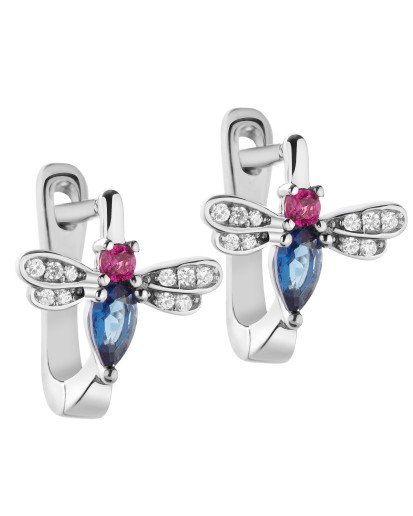 Srebrne kolczyki damskie angielskie ważki rodowane 925