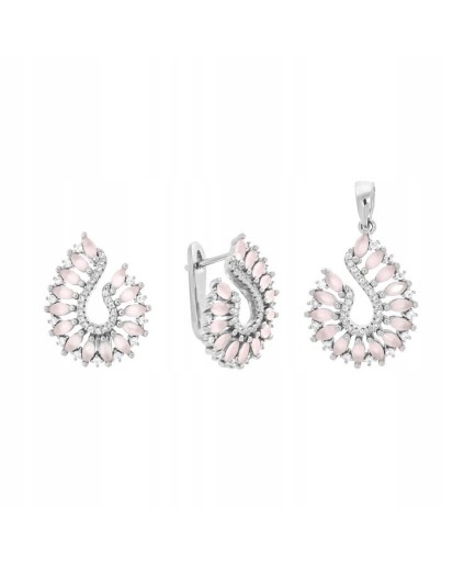 Komplet srebrny kolczyki + zawieszka angielskie 925