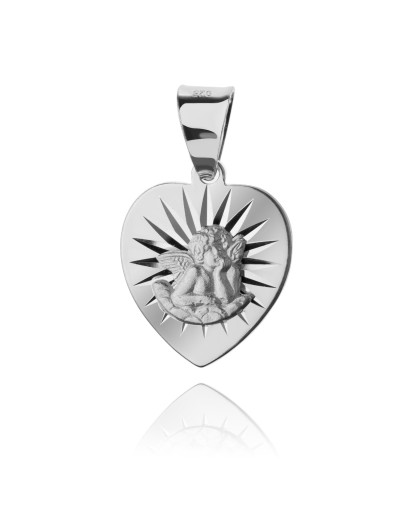 SREBRNY MEDALIK DO ŁAŃCUSZKA ŚWIĘTY MICHAŁ ARCHANIOŁ W SERCU 925