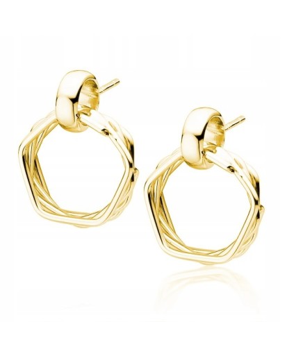 SREBRNE KOLCZYKI DAMSKIE ZŁOTE WISZĄCE KOŁA PRÓBA 925