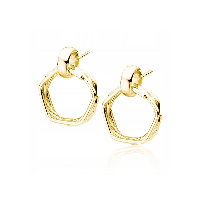 SREBRNE KOLCZYKI DAMSKIE ZŁOTE WISZĄCE KOŁA PRÓBA 925