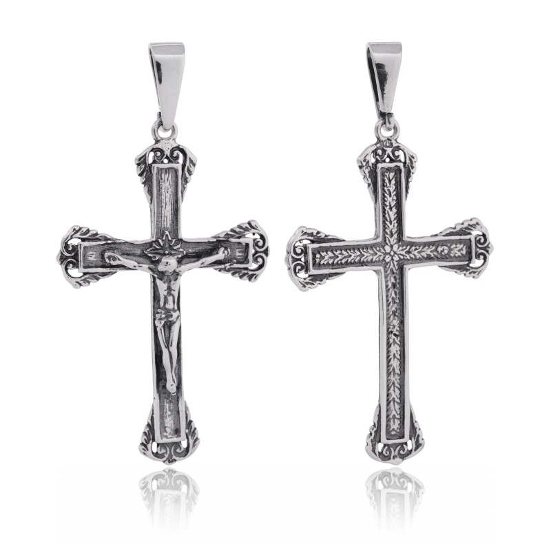 SREBRNY KRZYŻYK OKSYDOWANY Z WIZERUNKIEM PANA JEZUSA 925