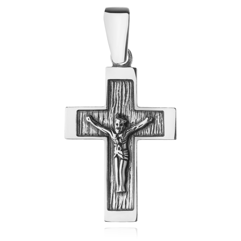 SREBRNY KRZYŻYK OKSYDOWANY Z WIZERUNKIEM PANA JEZUSA 925