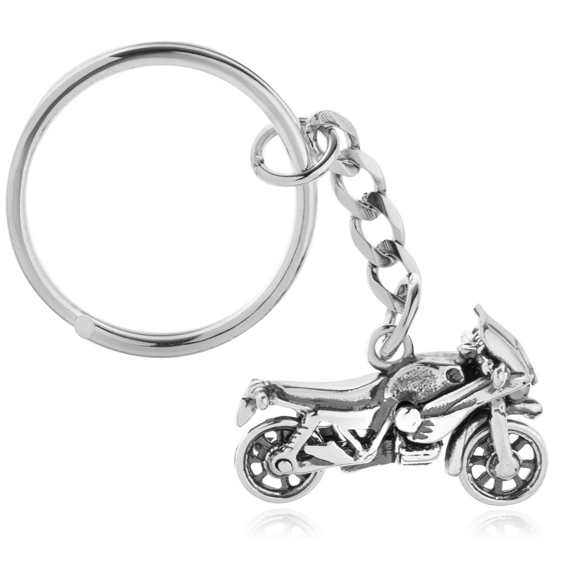 SREBRNY OKSYDOWANY BRELOK DO KLUCZY MOTOR SREBRO 925