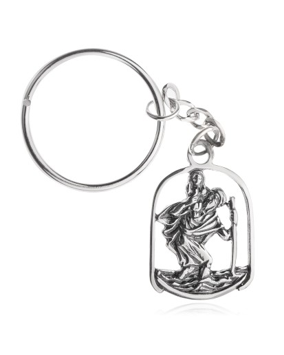 Srebrny oksydowany brelok do kluczy Święty Krzysztof srebro 925
