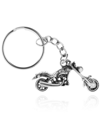 SREBRNY OKSYDOWANY BRELOK DO KLUCZY MOTOR SREBRO 925
