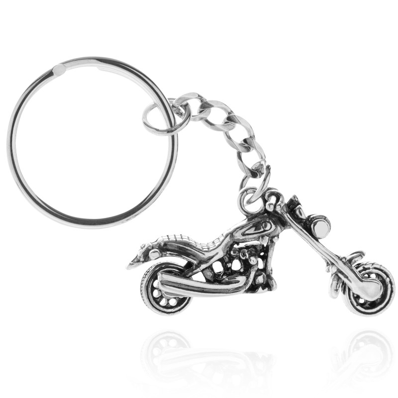 SREBRNY OKSYDOWANY BRELOK DO KLUCZY MOTOR SREBRO 925