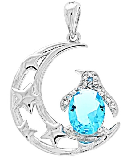 Wisiorek srebrna zawieszka srebrny wisiorek półksiężyc rodowany 925