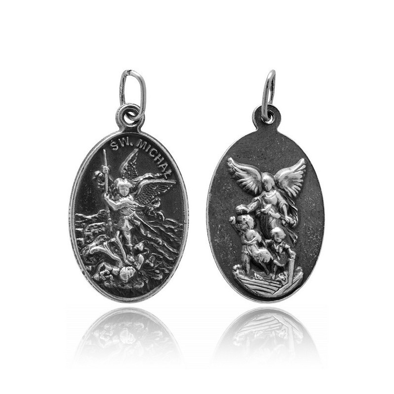 SREBRNY MEDALIK OKSYDOWANY ŚWIĘTY MICHAŁ ARCHANIOŁ SREBRO 925