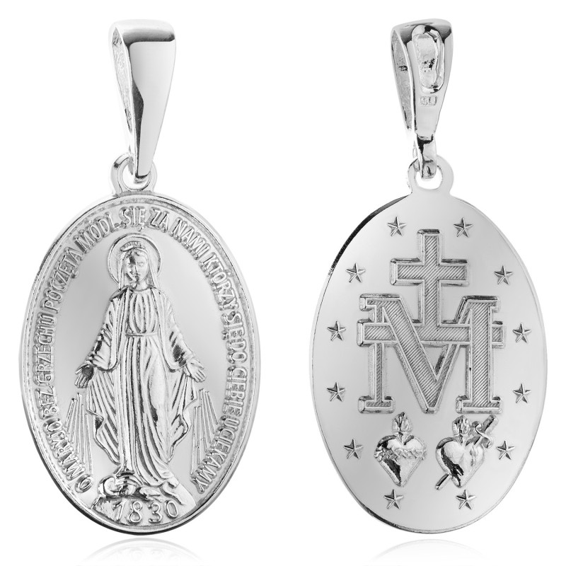 SREBRNY LUB OKSYDOWANY MEDALIK CUDOWNY MATKA BOSKA NIEPOKALANA SREBRO 925 DUŻY