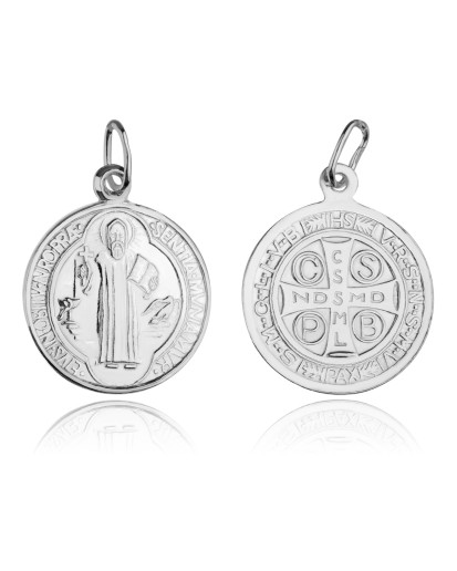 SREBRNY MEDALIK ŚWIĘTY BENEDYKT ŚREDNI SREBRO PRÓBY 925