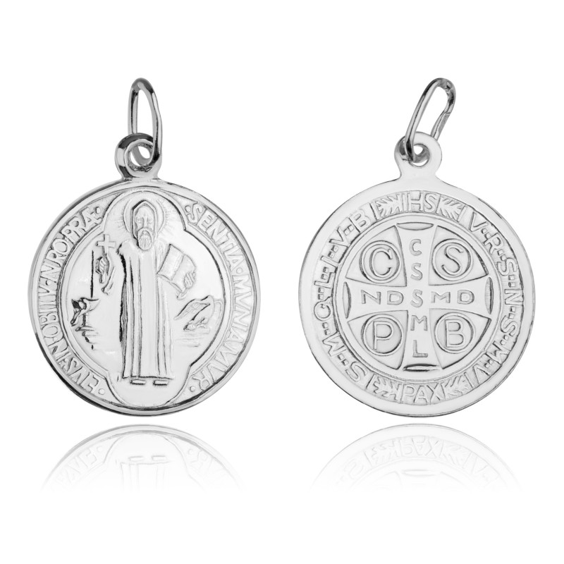 SREBRNY MEDALIK ŚWIĘTY BENEDYKT ŚREDNI SREBRO PRÓBY 925