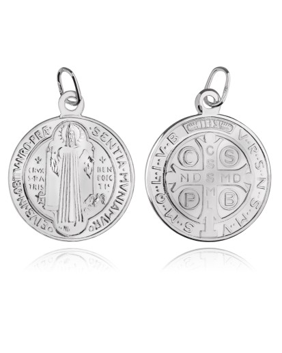 ŚW ŚWIĘTY BENEDYKT SREBRNY MEDALIK DUŻY SREBRO 925