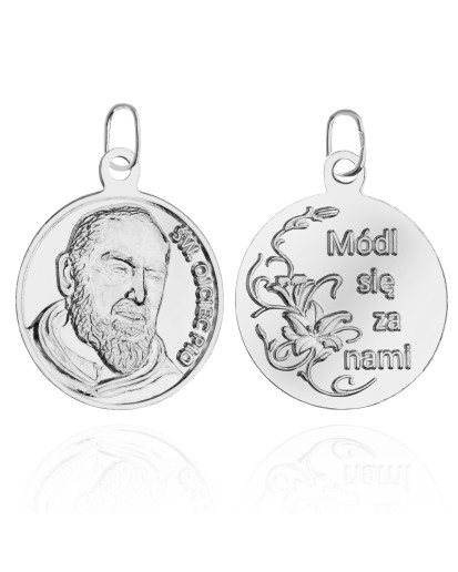 SREBRNY MEDALIK ŚW ŚWIĘTY OJCIEC PIO DUŻY SREBRO 925