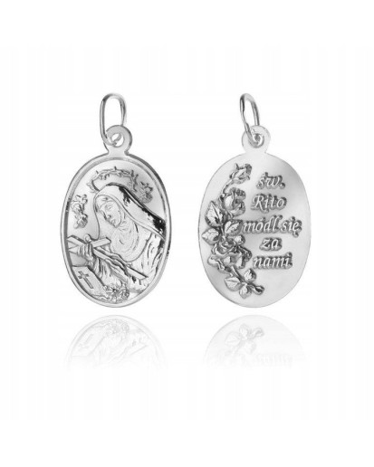 SREBRNY MEDALIK DO ŁAŃCUSZKA ŚWIĘTA RITA Z CASCII SREBRO PRÓBA 925