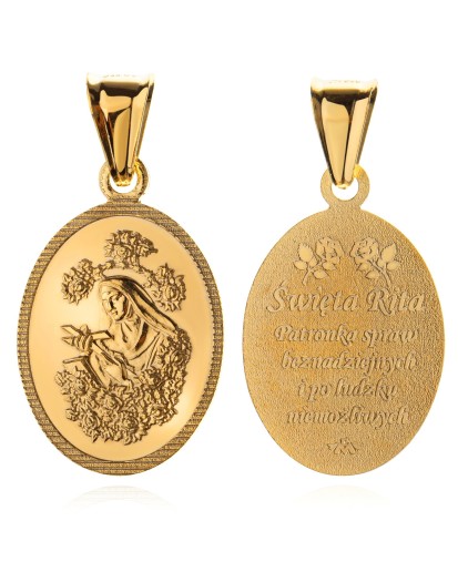 Srebrny pozłacany medalik do łańcuszka Święta Rita z Cascii 3,68 g 925
