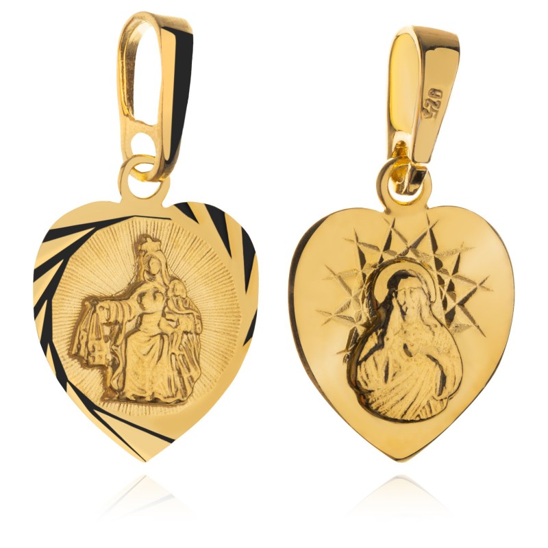 POZŁACANY SREBRNY MEDALIK MATKA BOSKA SZAKPLERZNA SREBRO 925