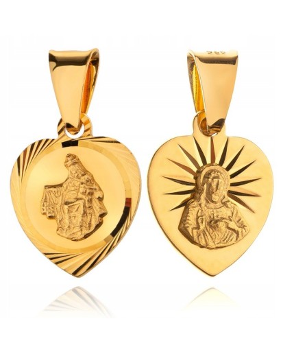 Srebrny pozłacany medalik Matka Boska Szkaplerzna złoty 925
