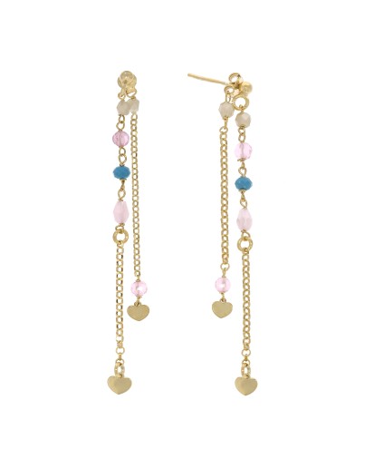 SREBRNE KOLCZYKI DAMSKIE  POZŁACANE KRYSZTAŁY SERCA SERDUSZKA 925