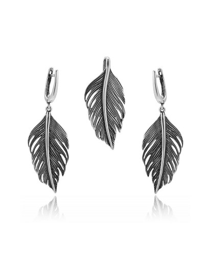 SREBRNY DAMSKI KOLCZYKI OKSYDOWANE SKRZYDŁA SREBRO PRÓBY 925