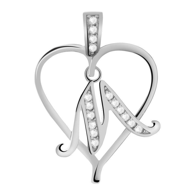 SREBRNA LITERKA M W SERDUSZKU WISIOREK ZAWIESZKA 925