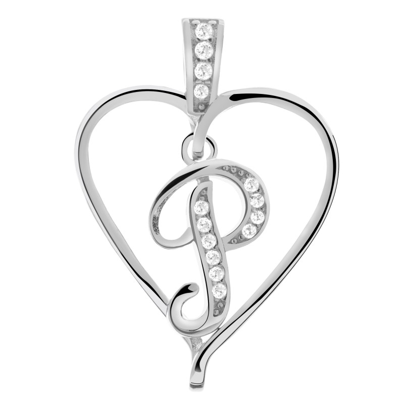 SREBRNA LITERKA P W SERDUSZKU WISIOREK ZAWIESZKA SREBRO 925