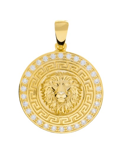 SREBRNA POZŁACANA ZAWIESZKA DAMSKA LEW ZŁOTY 925