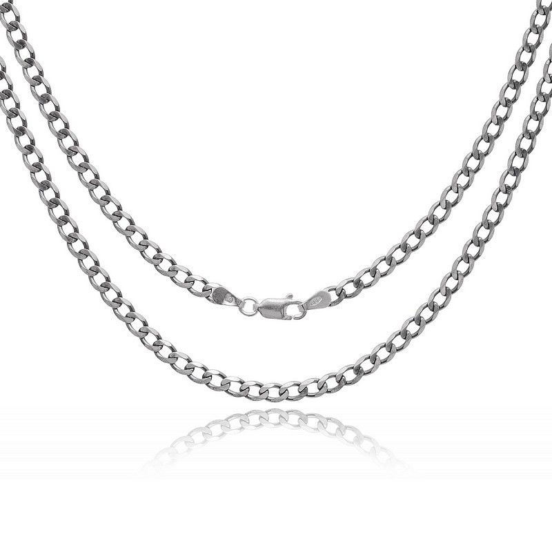 Srebrny oksydowany męski łańcuszek pancerka 3,7 mm 925