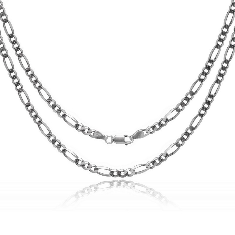 Srebrny oksydowany męski łańcuszek figaro 3,5 mm 925