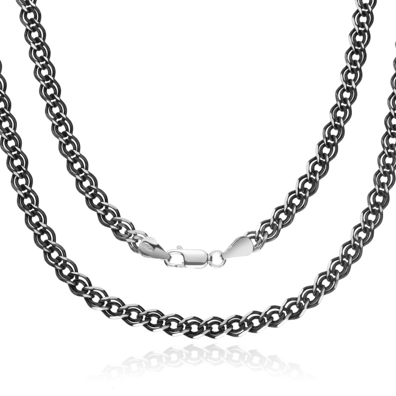 Srebrny oksydowany męski łańcuszek nonna 4,9 mm 925