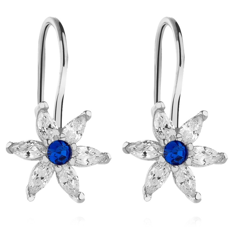 SREBRNE KOLCZYKI DLA DZIEWCZYNKI WISZĄCE KWIATKI KWIATUSZKI 925