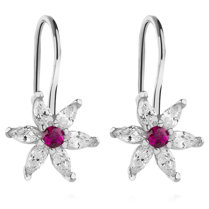 SREBRNE KOLCZYKI DLA DZIEWCZYNKI WISZĄCE KWIATKI KWIATUSZKI 925