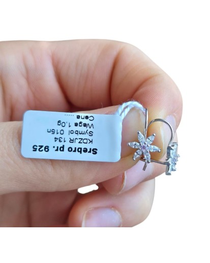 SREBRNE KOLCZYKI DLA DZIEWCZYNKI WISZĄCE KWIATKI KWIATUSZKI 925