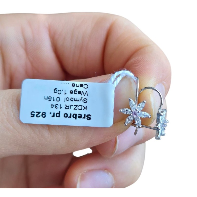 SREBRNE KOLCZYKI DLA DZIEWCZYNKI WISZĄCE KWIATKI KWIATUSZKI 925