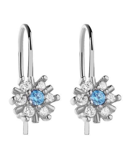 SREBRNE KOLCZYKI DLA DZIEWCZYNKI WISZĄCE  KWIATUSZKI 925