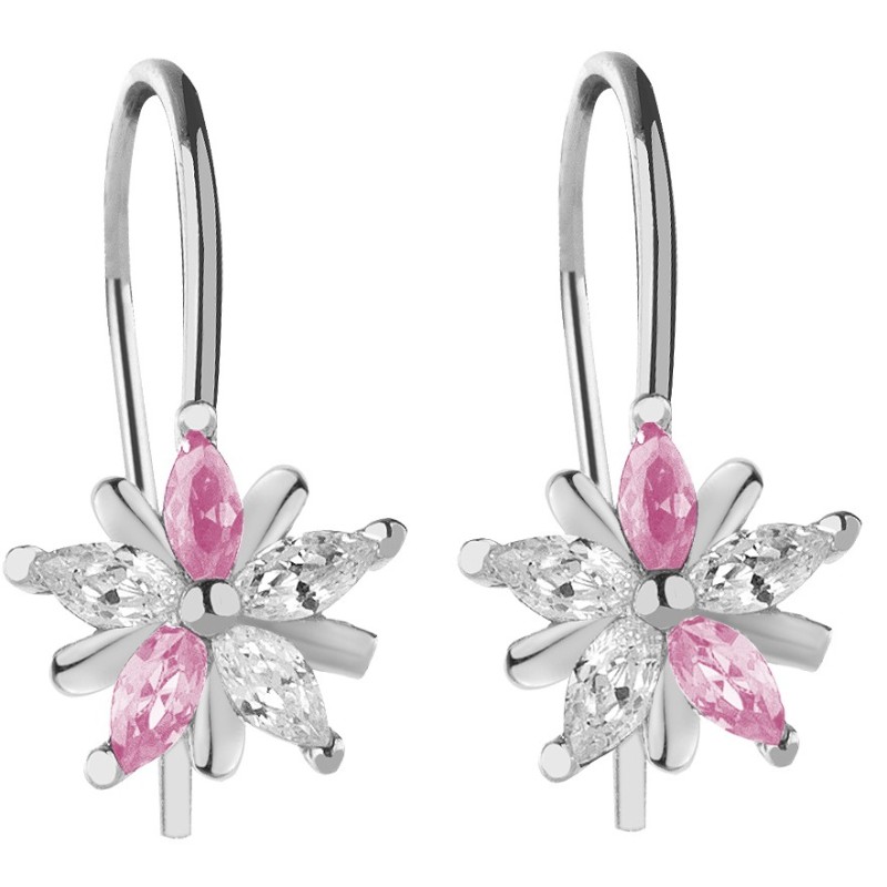 SREBRNE KOLCZYKI DLA DZIECI WISZĄCE KWIATKI KWIATUSZKI 925