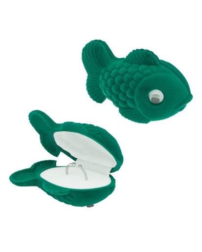 PUDEŁKO WELUROWE PREZENTOWE ZIELONA RYBA RYBKA NA BIŻUTERIĘ