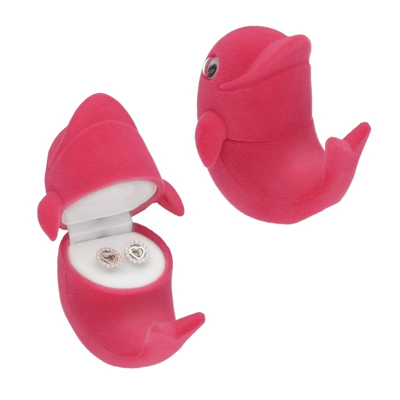 PUDEŁKO WELUROWE PREZENTOWE DELFIN NA BIŻUTERIE
