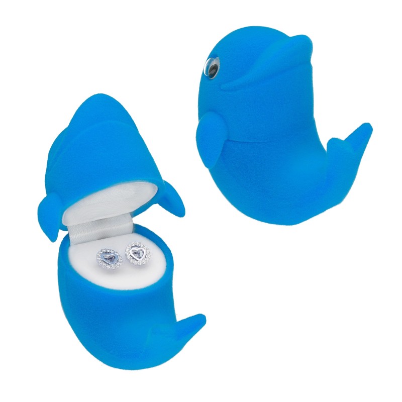 PUDEŁKO WELUROWE PREZENTOWE DELFIN NA BIŻUTERIE