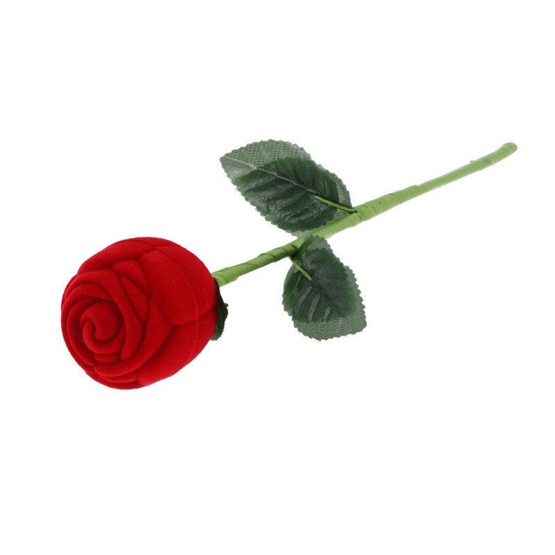 PUDEŁKO WELUROWE PREZENTOWE NA BIŻUTERIE CZERWONA RÓŻA