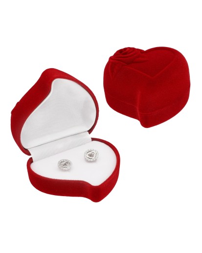 PUDEŁKO WELUROWE NA OBRĄCZKI CZERWONE SERCE