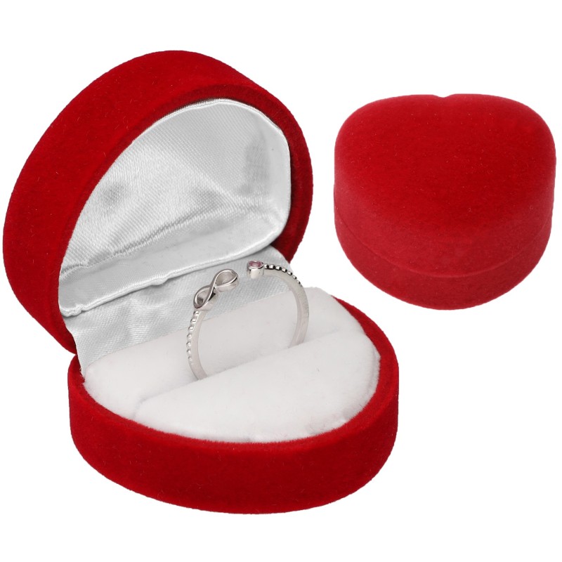 Pudełko welurowe serce serduszko na pierścionek