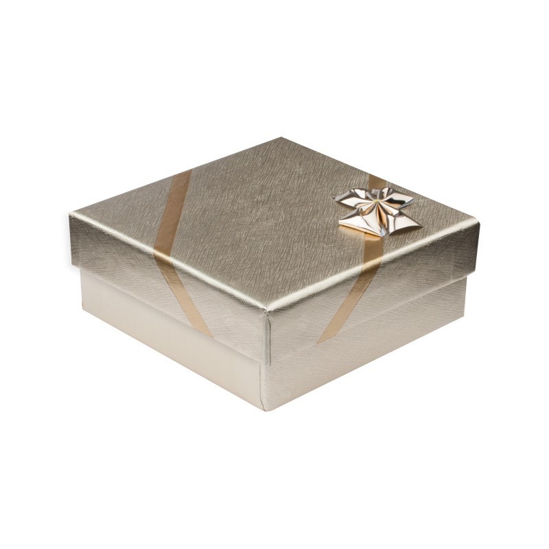 PUDEŁKO PREZENTOWE ZŁOTE Z KOKARDKĄ DUŻY KOMPLET