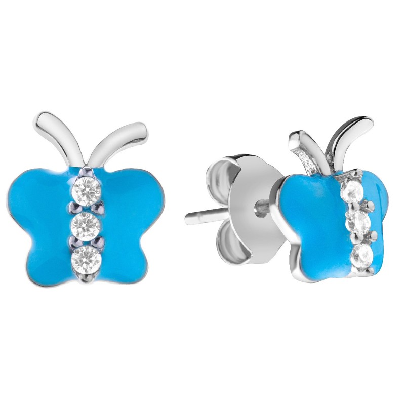 SREBNRE KOLCZYKI DLA DZIEWCZYNKI WISZĄCE MOTYLE MOTYLKI SREBRO 925