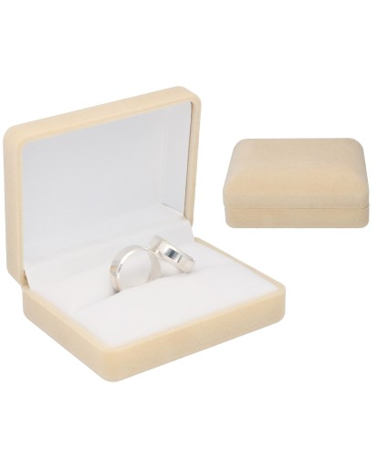 PUDEŁKO ELEGANCKIE WELUROWE ECRU NA OBRĄCZKI  ŚLUB , ŚLUBNE .