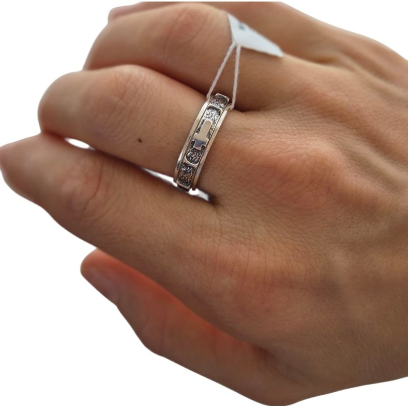 Srebrny różaniec na palec srebrna oksydowana obrączka obrotowa rozmiary 5,5 mm 13-25 925